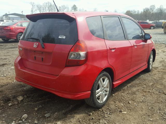 JHMGD38618S067296 - 2008 HONDA FIT SPORT RED photo 4