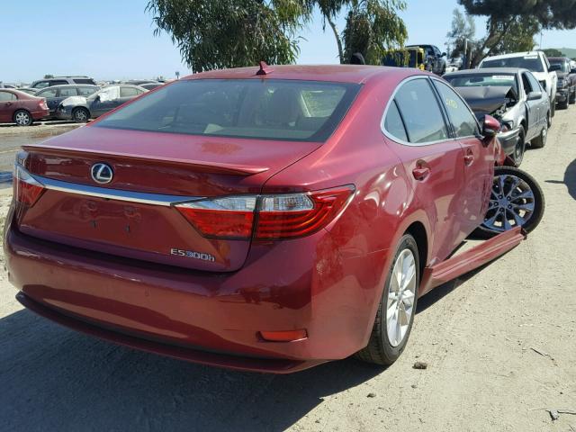 JTHBW1GG8D2002507 - 2013 LEXUS ES 300H RED photo 4