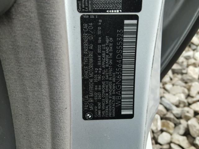WBAGN63564DS55323 - 2004 BMW 745 LI فضي صورة 10