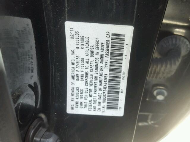 1HGCR2F34EA243684 - 2014 HONDA ACCORD LX BLACK photo 10