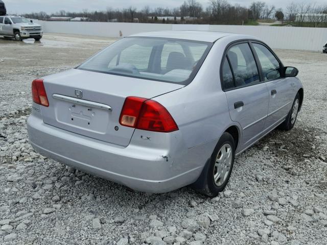 1HGES16541L057411 - 2001 HONDA CIVIC LX SILVER photo 4