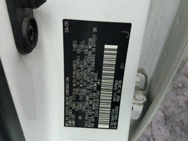 JTLKT324554019360 - 2005 TOYOTA SCION XB 白色 照片 10