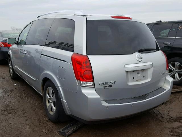 5N1BV28U97N111409 - 2007 NISSAN QUEST S SILVER photo 3