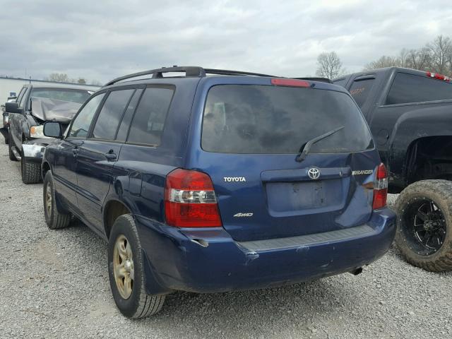 JTEHD21A340028936 - 2004 TOYOTA HIGHLANDER BLUE photo 3