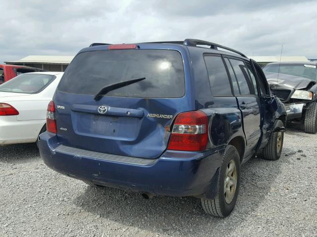 JTEHD21A340028936 - 2004 TOYOTA HIGHLANDER BLUE photo 4