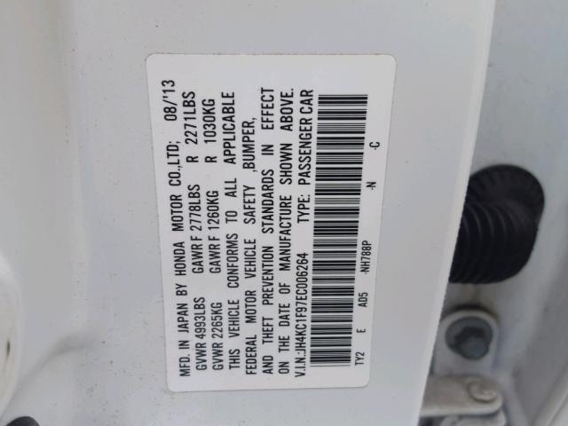 JH4KC1F97EC006264 - 2014 ACURA RLX ADVANC WHITE photo 10