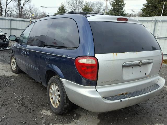 2C8GP44L63R132503 - 2003 CHRYSLER TOWN & COU BLUE photo 3