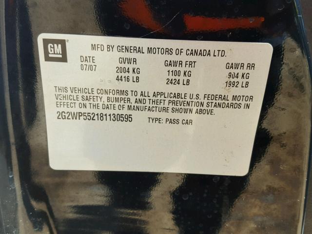 2G2WP552181130595 - 2008 PONTIAC GRAND PRIX Қара фото 10