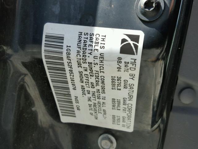 1G8AF52F05Z101070 - 2005 SATURN ION LEVEL BLACK photo 10