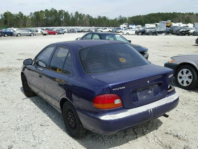 KMHVF14N5TU286940 - 1996 HYUNDAI ACCENT BAS PURPLE photo 3