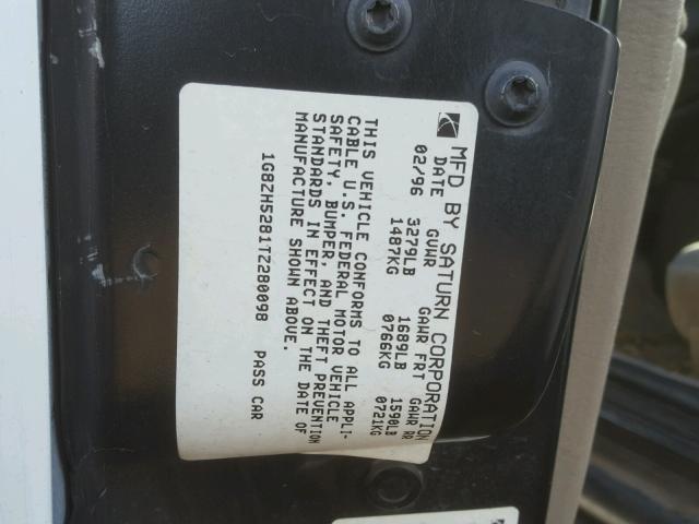 1G8ZH5281TZ280098 - 1996 SATURN SL1 WHITE photo 10