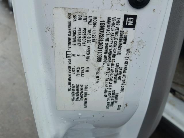 1GNDV23L36D110389 - 2006 CHEVROLET UPLANDER L 白色 照片 10