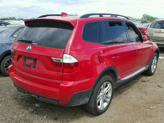 WBXPC93488WJ09049 - 2008 BMW X3 3.0SI RED photo 4