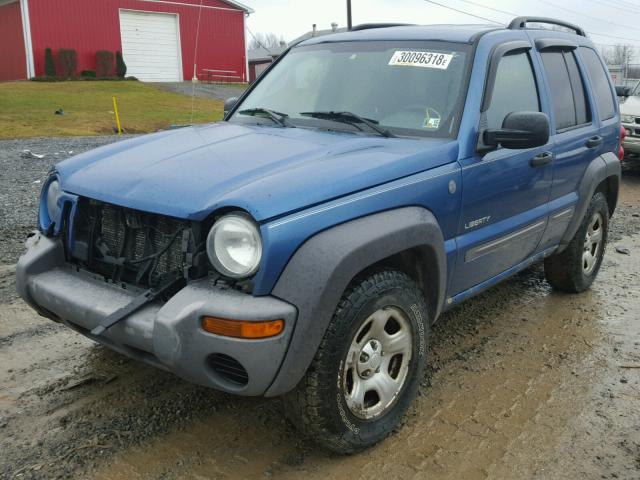 1J4GL48K04W161495 - 2004 JEEP LIBERTY SP BLUE photo 2