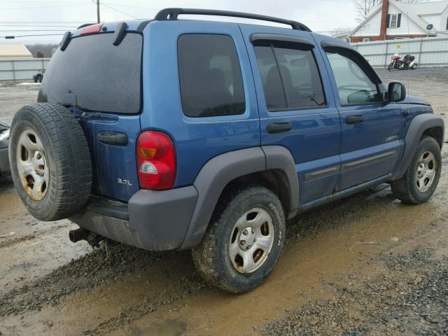 1J4GL48K04W161495 - 2004 JEEP LIBERTY SP BLUE photo 4