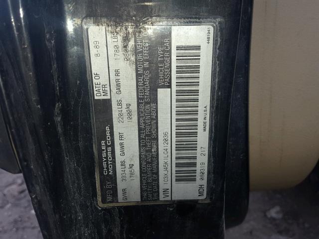 1C3XJ45K1LG412036 - 1990 CHRYSLER LEBARON 黑色 照片 10