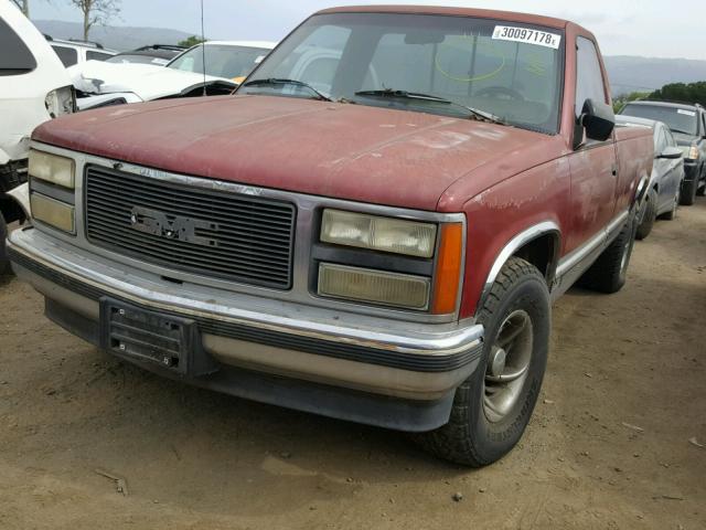 1GTFC24K9LE521640 - 1990 GMC SIERRA C25 MAROON photo 2