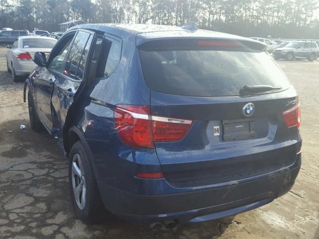 5UXWX5C57BL704772 - 2011 BMW X3 XDRIVE2 BLUE photo 3