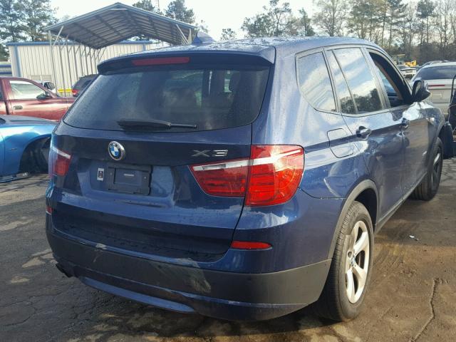 5UXWX5C57BL704772 - 2011 BMW X3 XDRIVE2 BLUE photo 4