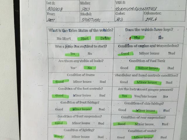 4XAMH76A67A205403 - 2007 POLARIS SPORTSMAN 红色 照片 20