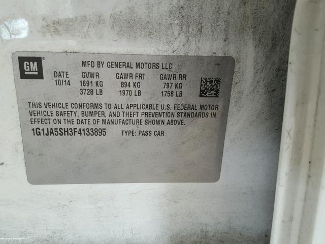 1G1JA5SH3F4133895 - 2015 CHEVROLET SONIC LS WHITE photo 10