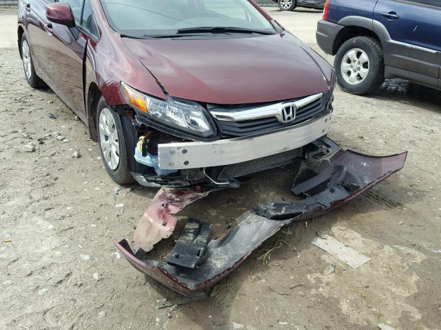 19XFB2F56CE099471 - 2012 HONDA CIVIC LX MAROON photo 9