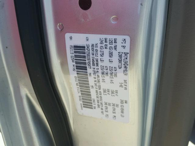 1B4GP25B22B705077 - 2002 DODGE CARAVAN SE SILVER photo 10