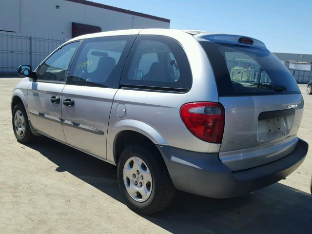 1B4GP25B22B705077 - 2002 DODGE CARAVAN SE SILVER photo 3