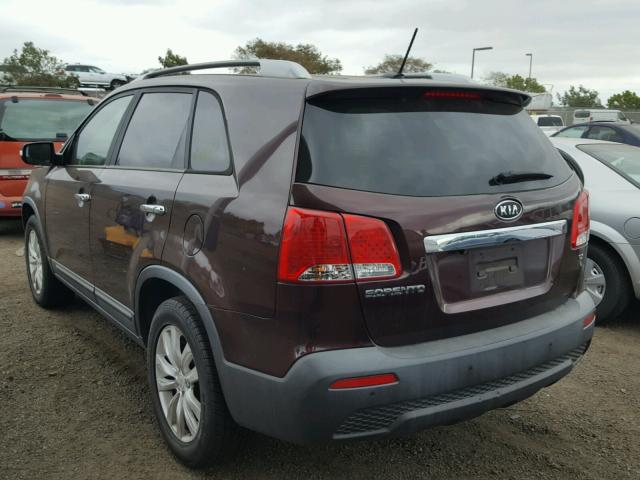 5XYKU4A13BG038332 - 2011 KIA SORENTO EX BURGUNDY photo 3