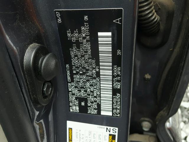 JTEBT14R370068345 - 2007 TOYOTA 4RUNNER SR GRAY photo 10