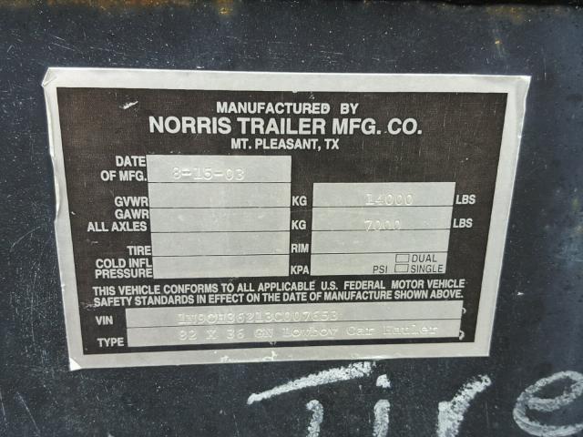 1N9CH36213C007653 - 2003 NORR TRAILER BLACK photo 10