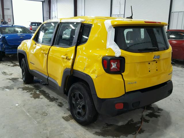 ZACCJBAB7HPG05516 - 2017 JEEP RENEGADE S YELLOW photo 3