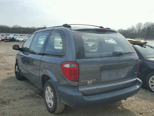 1B4GP25362B731061 - 2002 DODGE CARAVAN SE BLUE photo 3