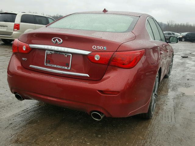 JN1AV7AR7EM701973 - 2014 INFINITI Q50 HYBRID RED photo 4