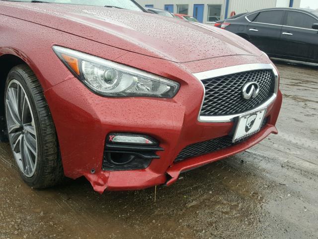 JN1AV7AR7EM701973 - 2014 INFINITI Q50 HYBRID RED photo 9