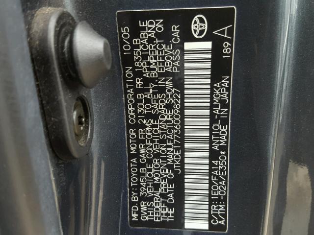 JTKDE177360098227 - 2006 TOYOTA SCION TC 灰色 照片 10