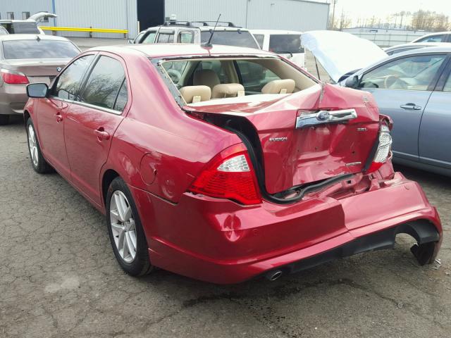 3FAHP0JG4BR222169 - 2011 FORD FUSION SEL RED photo 3