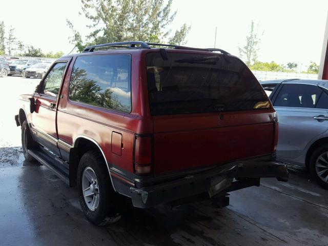 1GNCS18W7R0100039 - 1994 CHEVROLET BLAZER S10 BURGUNDY photo 3