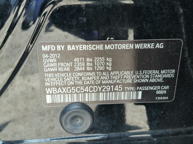 WBAXG5C54CDY29145 - 2012 BMW 528 I BLACK photo 10