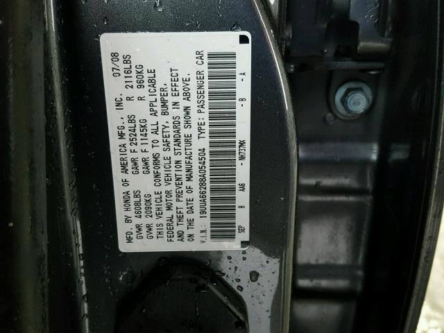 19UUA66288A054504 - 2008 ACURA TL GRAY photo 10