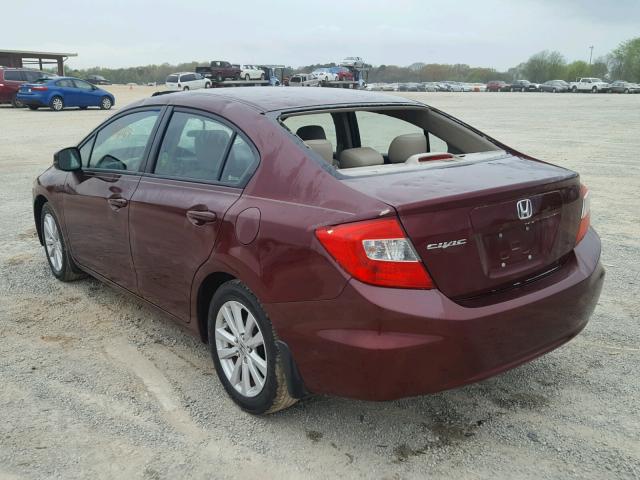 2HGFB2F95CH550852 - 2012 HONDA CIVIC EXL MAROON photo 3