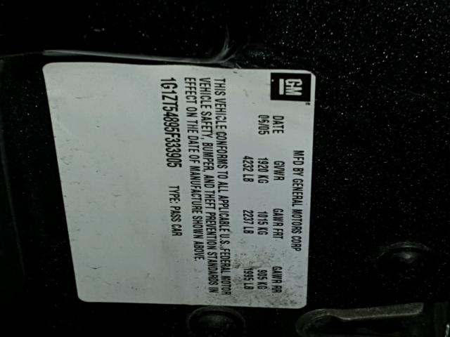 1G1ZT54895F333905 - 2005 CHEVROLET MALIBU LS მწვანე ფოტო 10