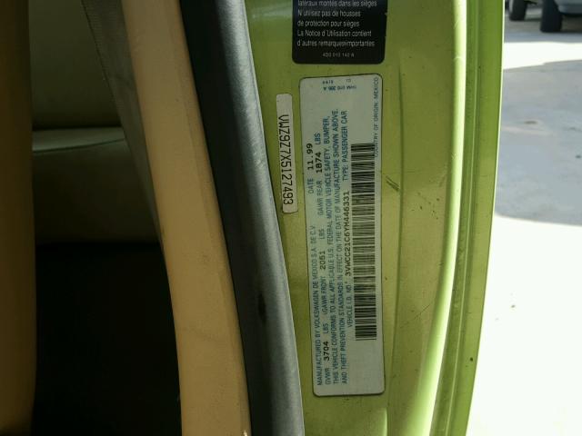 3VWCC21C6YM446331 - 2000 VOLKSWAGEN NEW BEETLE 绿色 照片 10