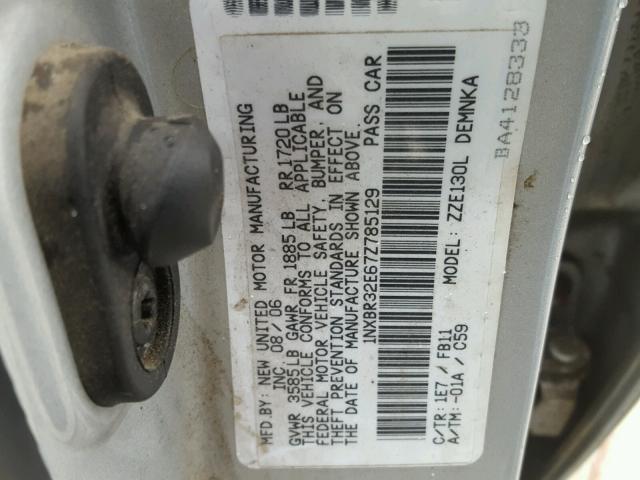 1NXBR32E67Z785129 - 2007 TOYOTA COROLLA CE SILVER photo 10