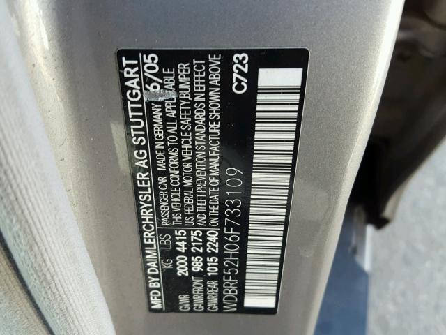 WDBRF52H06F733109 - 2006 MERCEDES-BENZ C GENERATI SILVER photo 10