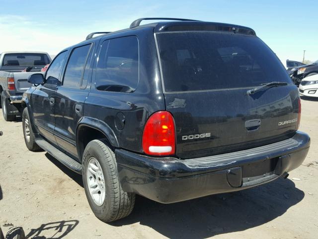 1B4HR48N22F130178 - 2002 DODGE DURANGO SL BLACK photo 3