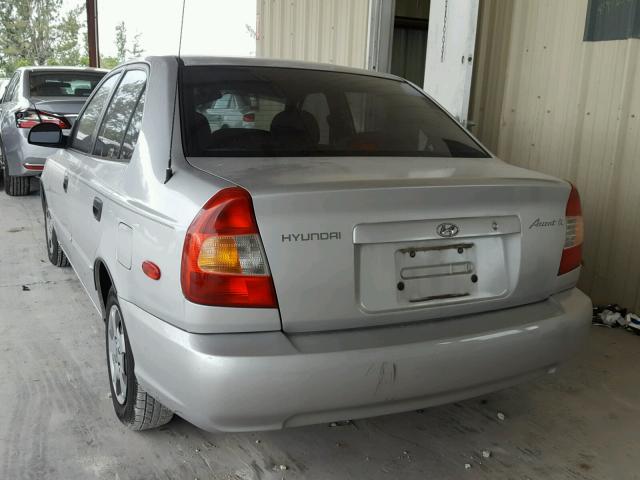 KMHCG45C62U392637 - 2002 HYUNDAI ACCENT GL GRAY photo 3