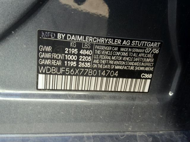 WDBUF56X77B014704 - 2004 MERCEDES-BENZ E350 GRAY photo 10