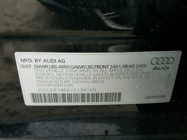 WAUDF78E67A198769 - 2007 AUDI A4 2.0T QU BLACK photo 10