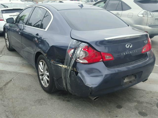 JNKCV61E79M012260 - 2009 INFINITI G37 BASE BLUE photo 3